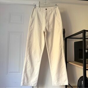 EVERY OTHER THURSDAY cream ivory cotton denim straight leg cropped pants jeans